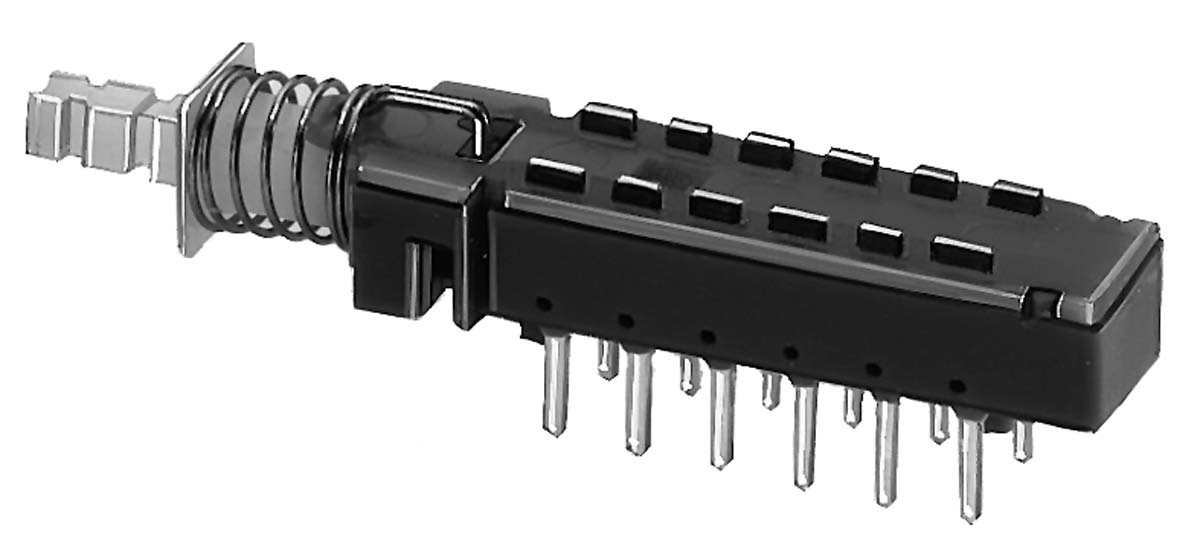KNITTER-SWITCH Miniature Push Button Switch, Latching, PCB, DPDT
