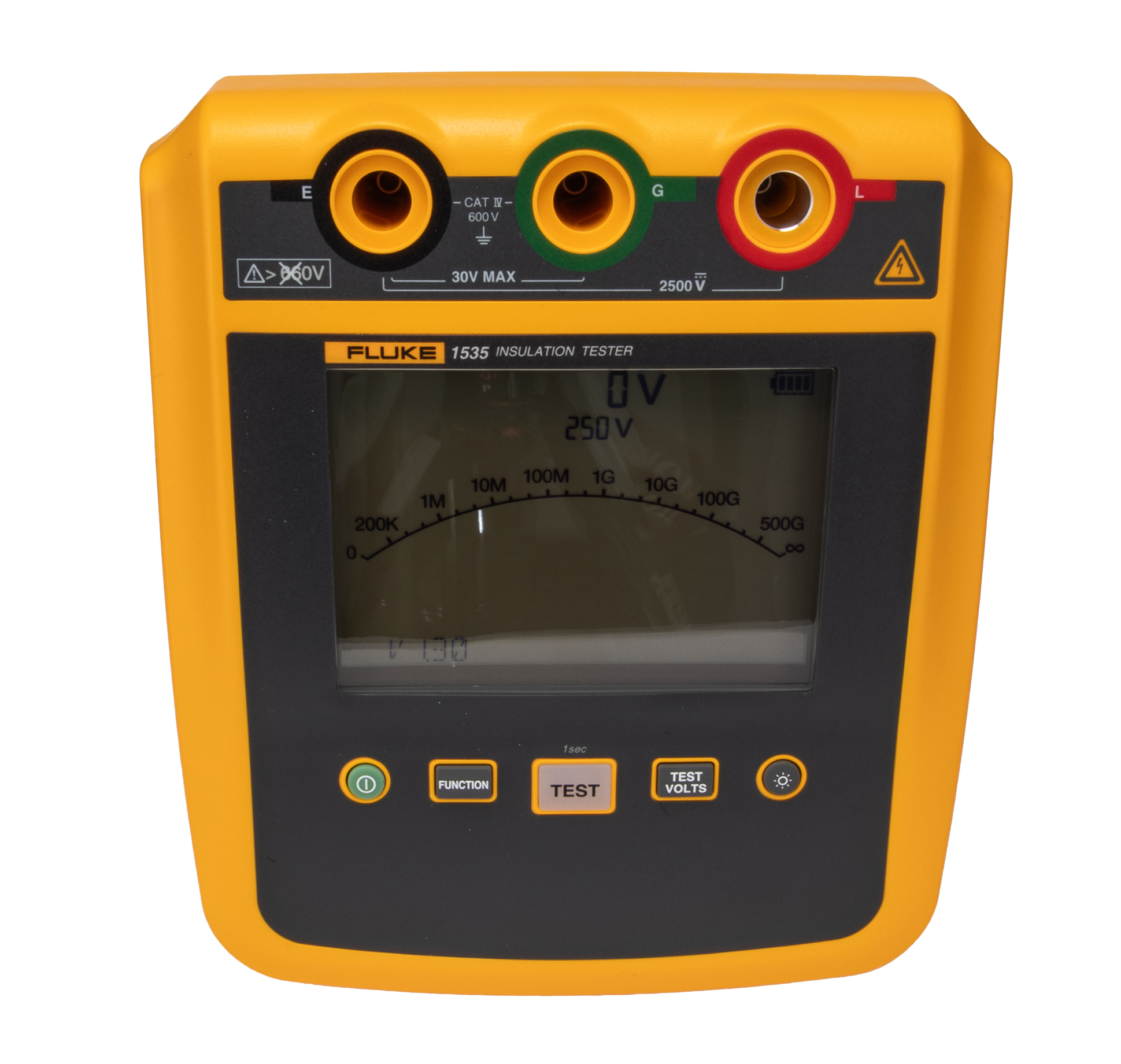 Fluke 1535 Insulation Tester, 250V Min, 2500V Max, CAT IV 600V