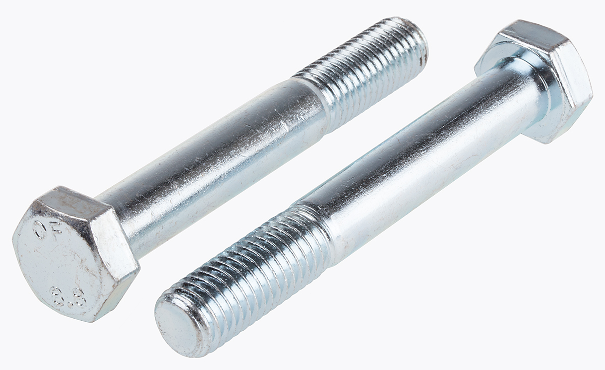 RS PRO Bright Zinc Plated Steel, Hex Bolt, M14 x 100mm