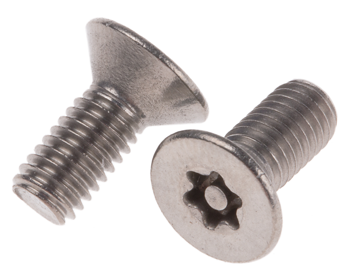 RS PRO Plain Flat Stainless Steel Tamper Proof Security Screw, M5 x 12mm