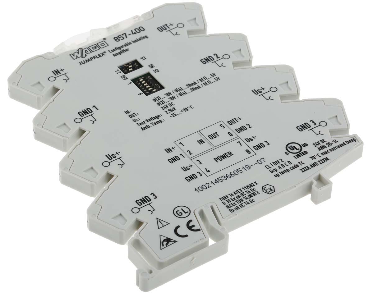 WAGO 857 Series Signal Conditioner, Current, Voltage Input, Current, Voltage Output, 24V dc Supply, ATEX, IECEx