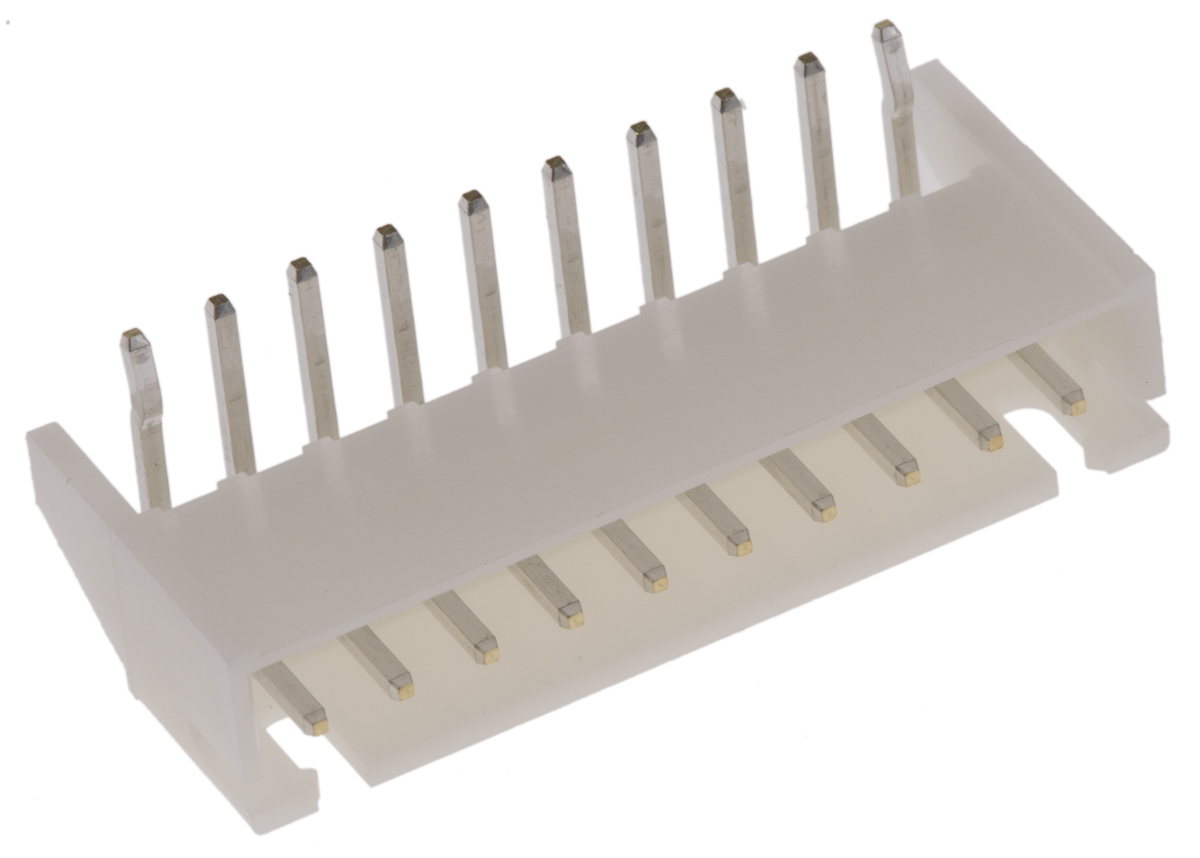 JST XH Series Right Angle Through Hole PCB Header, 10 Contact(s), 2.5 mm Pitch, 1 Row, Shrouded