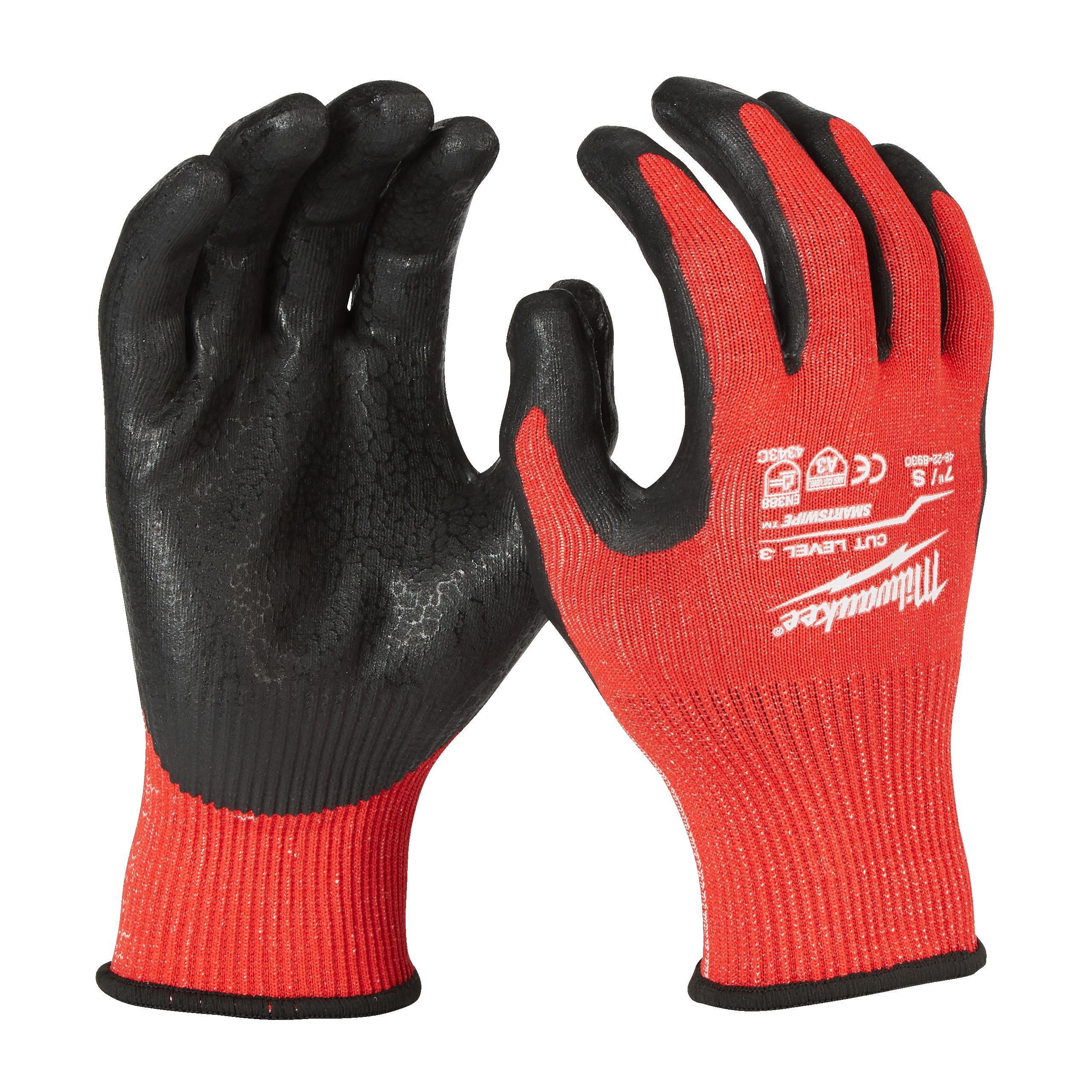 Milwaukee Cut Level Red Work Gloves, Size 7, Nitrile Coating
