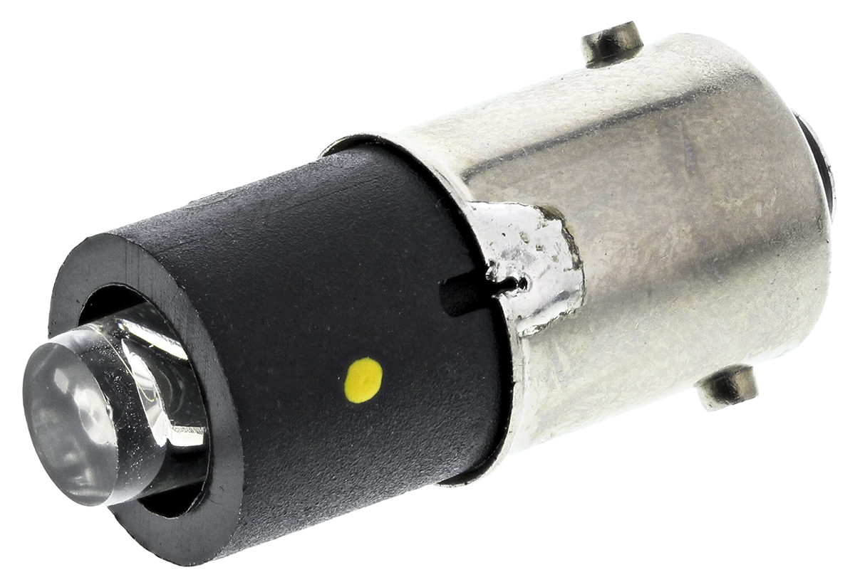 Marl Yellow LED Indicator Lamp, 8-48V ac/dc, BA9s Base, 4.9mm Diameter, 16000mcd
