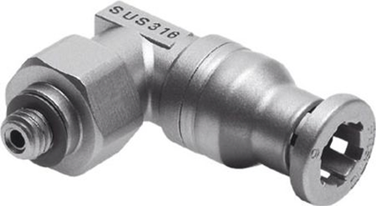 Festo CRQSL Series Elbow Threaded Adaptor, M5 Male to Push In 6 mm, Threaded Connection Style, 162871