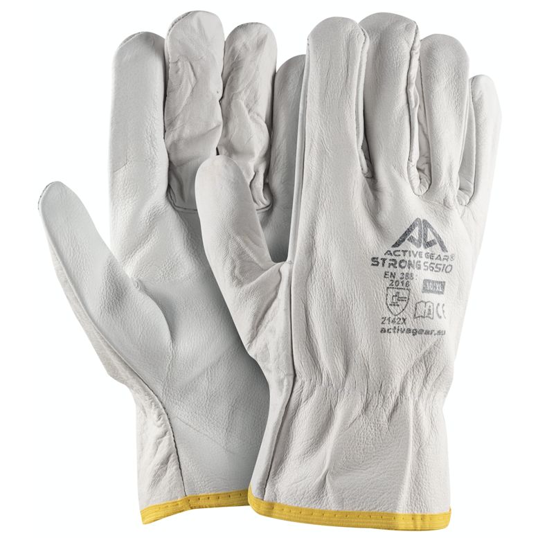 Active Gear S6510 White Unlined Leather Work Gloves, Size 11/XL