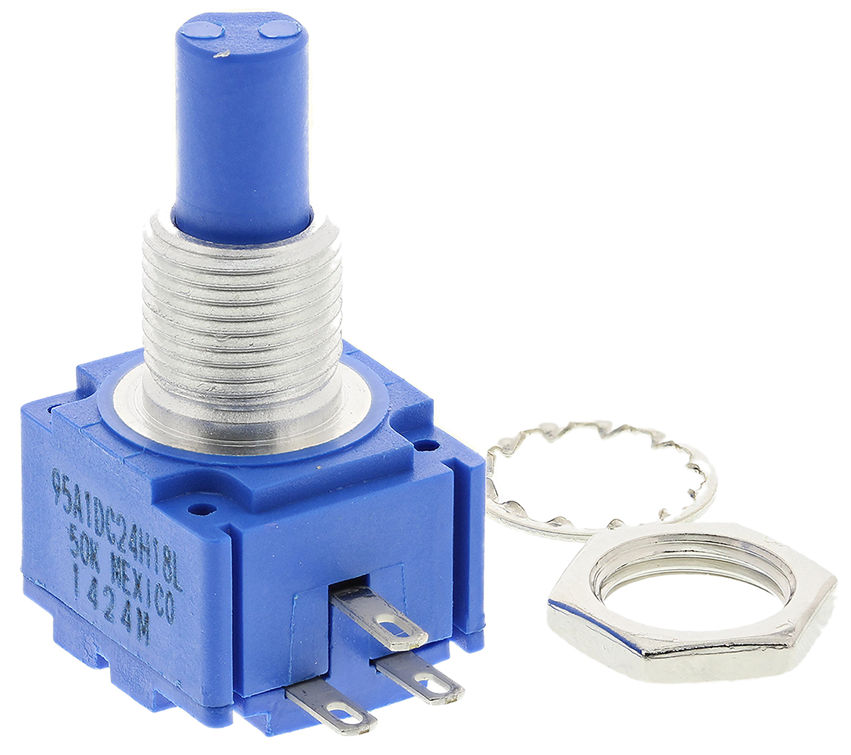 Bourns 95 50kΩ Rotary Potentiometer 1-Gang Panel Mount, 95A1D-C24-H18L