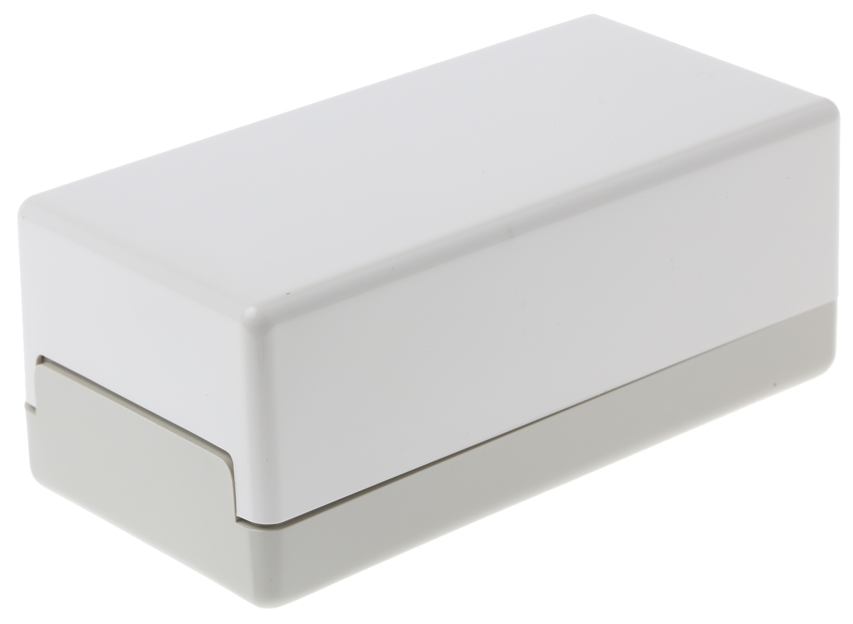 OKW Flat-Pack Case Series Grey ABS Enclosure, IP40, White Lid, 100 x 50 x 40mm