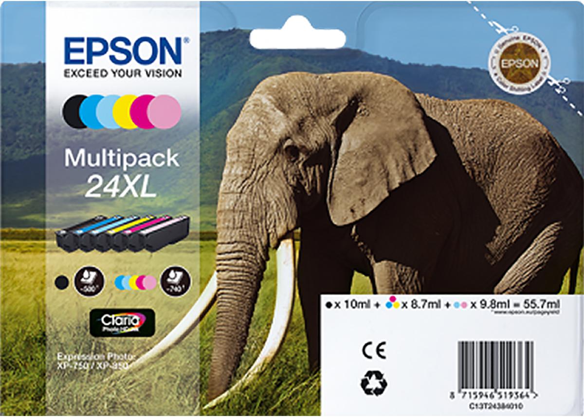 Epson 24XL Black, Cyan, Light Cyan, Light Magenta, Magenta, Yellow Ink Cartridge