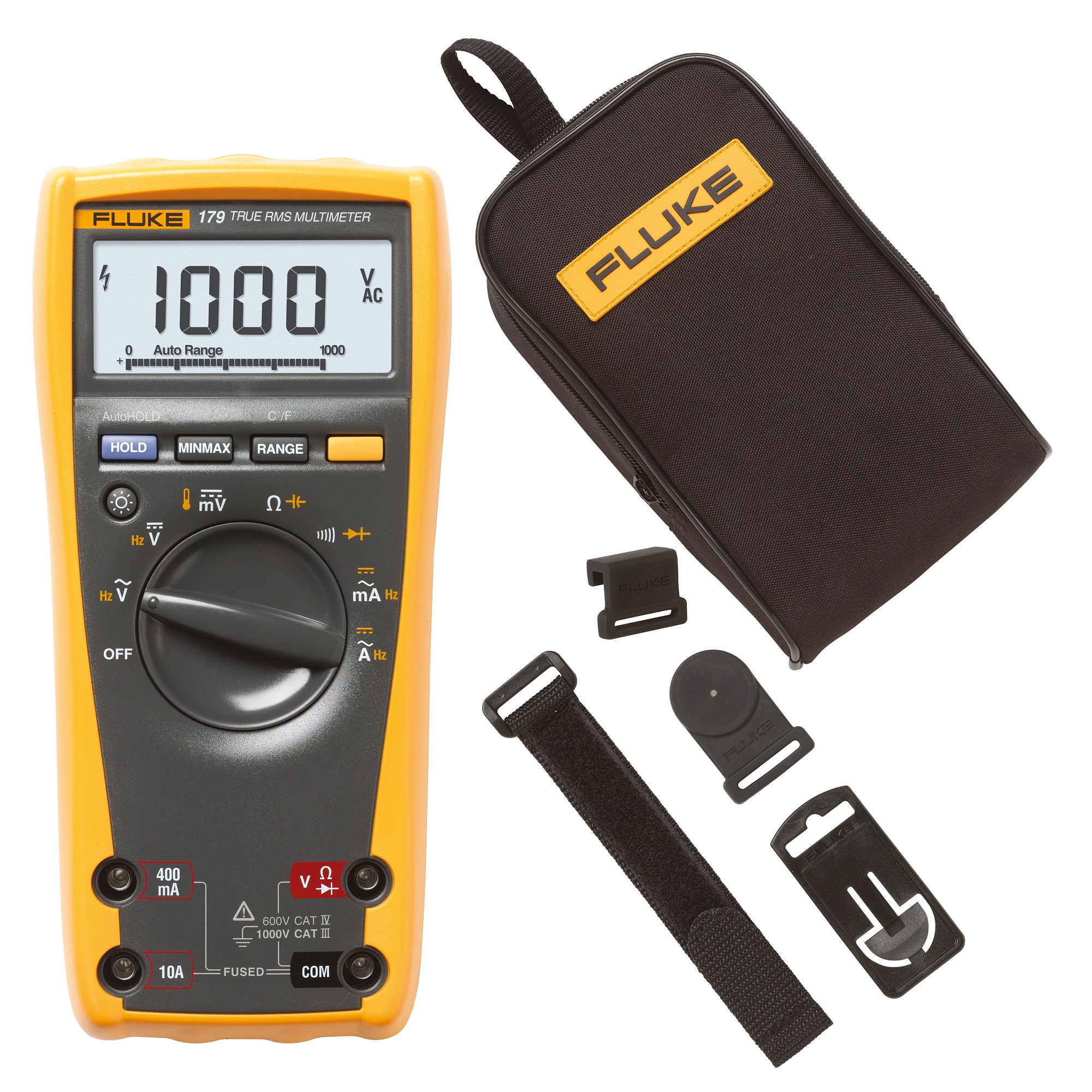 Fluke 179/TPAK/C25 Digital Multimeter, 1000V Max, EN61010-1 CAT III and EN61010-1 CAT IV - RS Calibration
