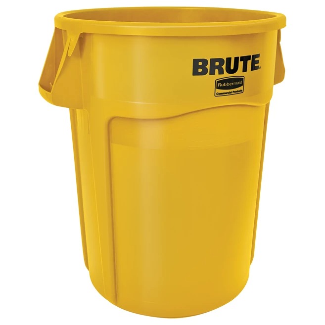 Rubbermaid Commercial Products Vented Brute 44gal Yellow Waste Bin