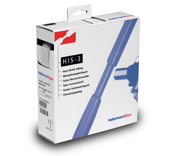 HellermannTyton Halogen Free Heat Shrink Tubing, Transparent 3.2mm Sleeve Dia. x 10m Length, HIS-3 Series