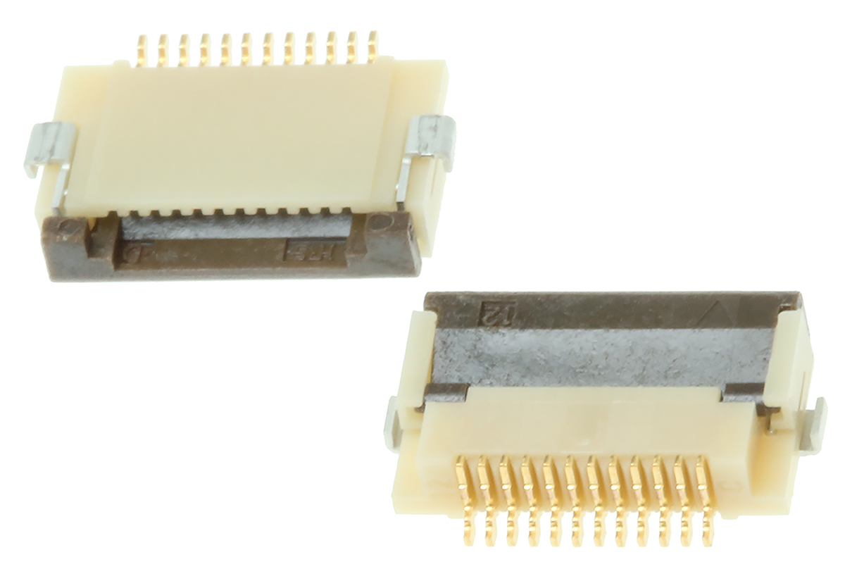 Hirose, FH12 0.5mm Pitch 12 Way Right Angle Female FPC Connector, ZIF Bottom Contact