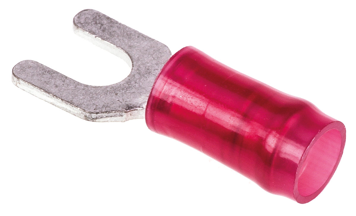 TE Connectivity PIDG Insulated Crimp Spade Connector, 22AWG to 16AWG, M3.5 Stud Size Nylon, Red