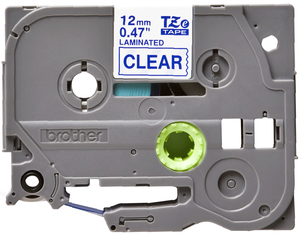 Brother Blue on Clear Label Printer Tape, 8 m Length, 12 mm Width