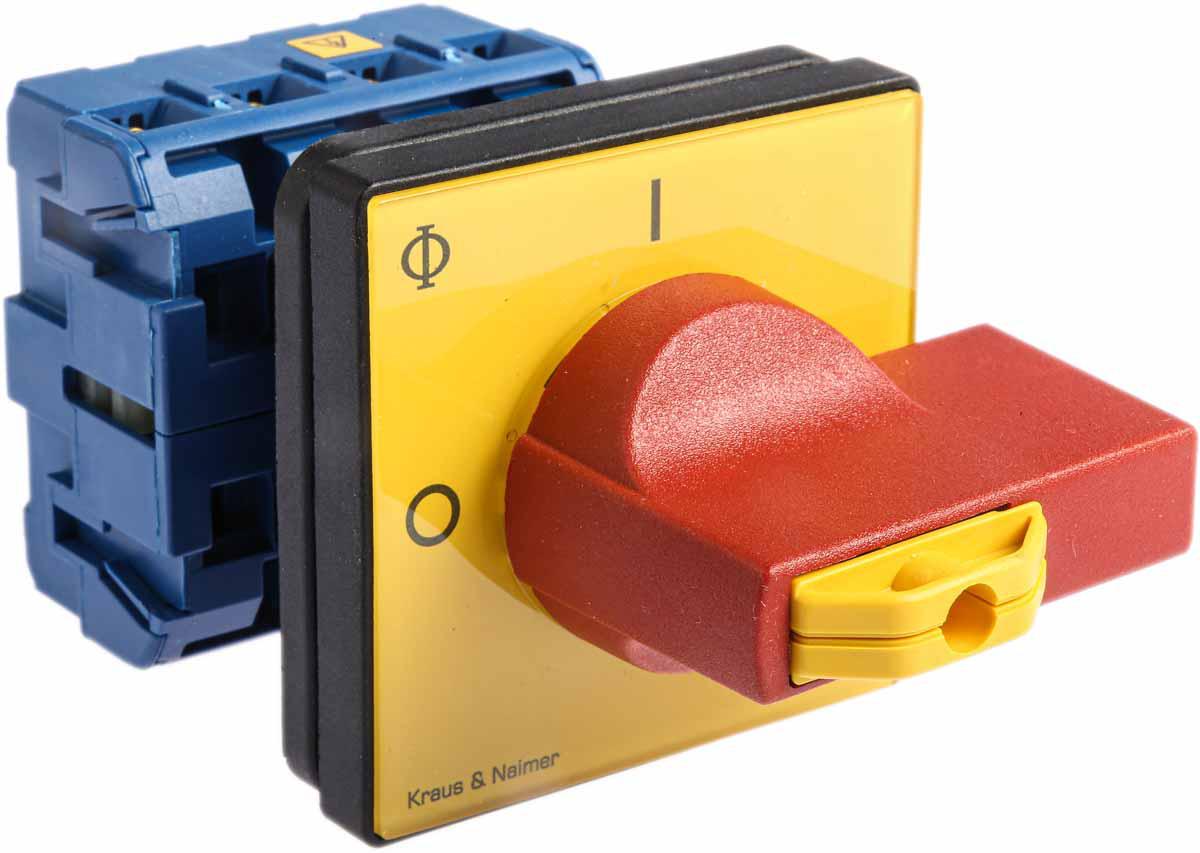 Kraus & Naimer 4P Pole Panel Mount Isolator Switch - 25A Maximum Current, 7.5kW Power Rating, IP65