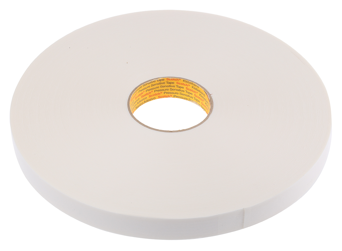 3M SCOTCH 9536, Scotch-Mount White Foam Tape, 25.0mm x 66.0m, 1.10mm Thick