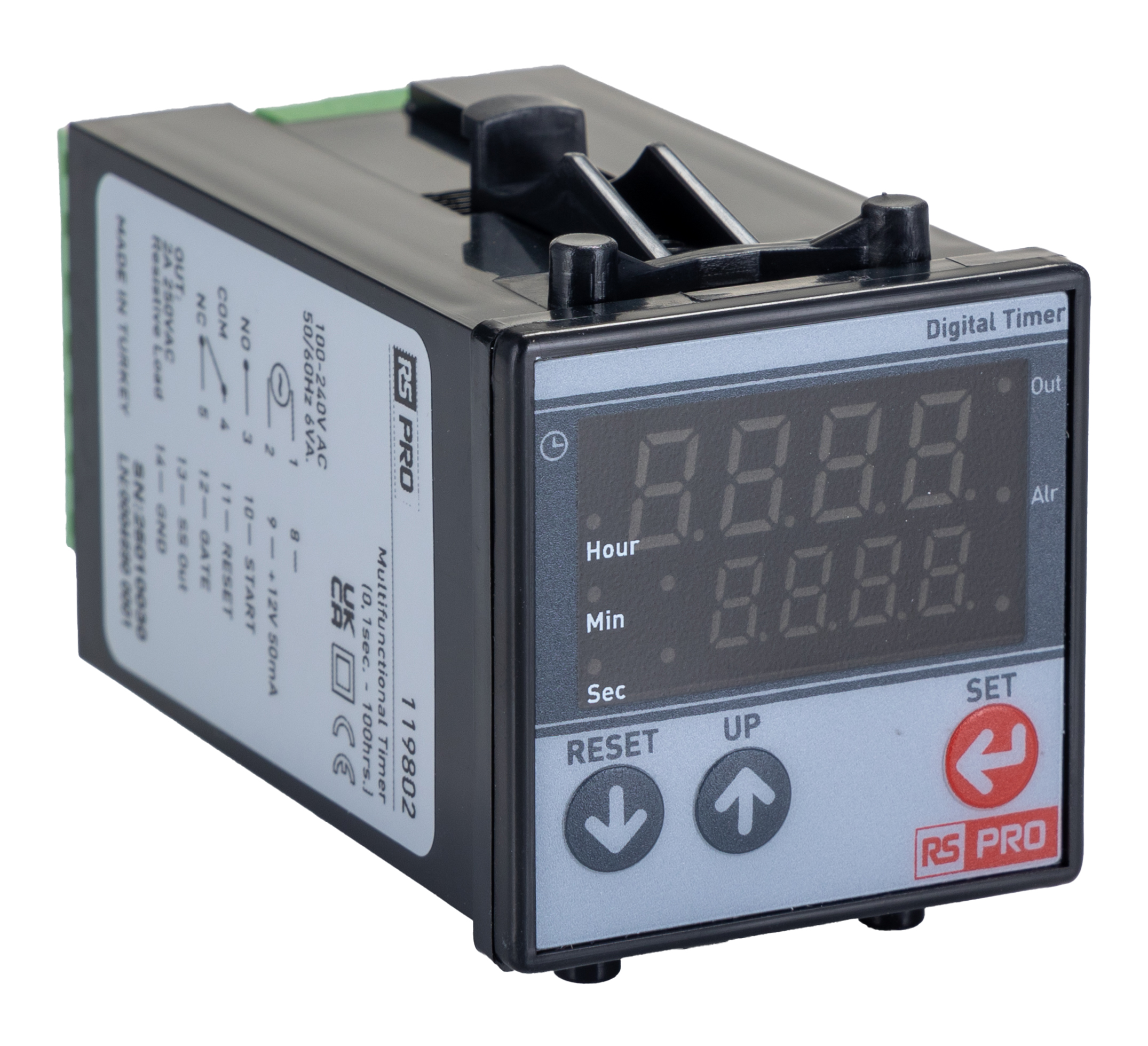 RS PRO Panel Mount Timer Relay, 100 → 240V ac, 5-Contact, 0.16 → 99.59h, 13-Function, SPDT