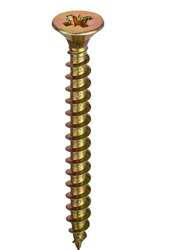 RS PRO Pozidriv Countersunk Steel Wood Screw, Yellow Passivated, Zinc Plated, 6mm Thread, 5.12in Length, 130mm Length