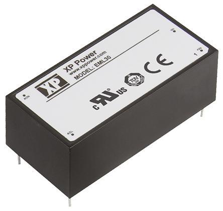 XP Power Switching Power Supply, EML30US24-E, 24V dc, 1.25A, 30W, 1 Output, 120 → 370 V dc, 85 → 264 V ac