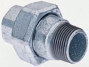 Georg Fischer Black Oxide Malleable Iron Fitting Taper Seat Union, Male BSPT 1/4in to Female BSPP 1/4in
