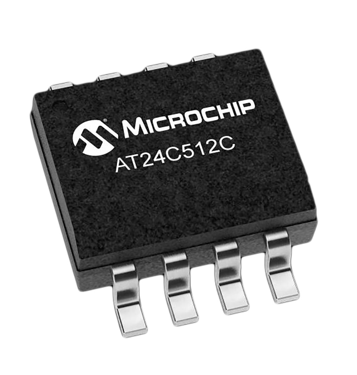 Microchip AT24C512C-SSHD-T,  512 kB EEPROM,  450 ns 8-Pin SOIC Serial-I2C (2 Wire)