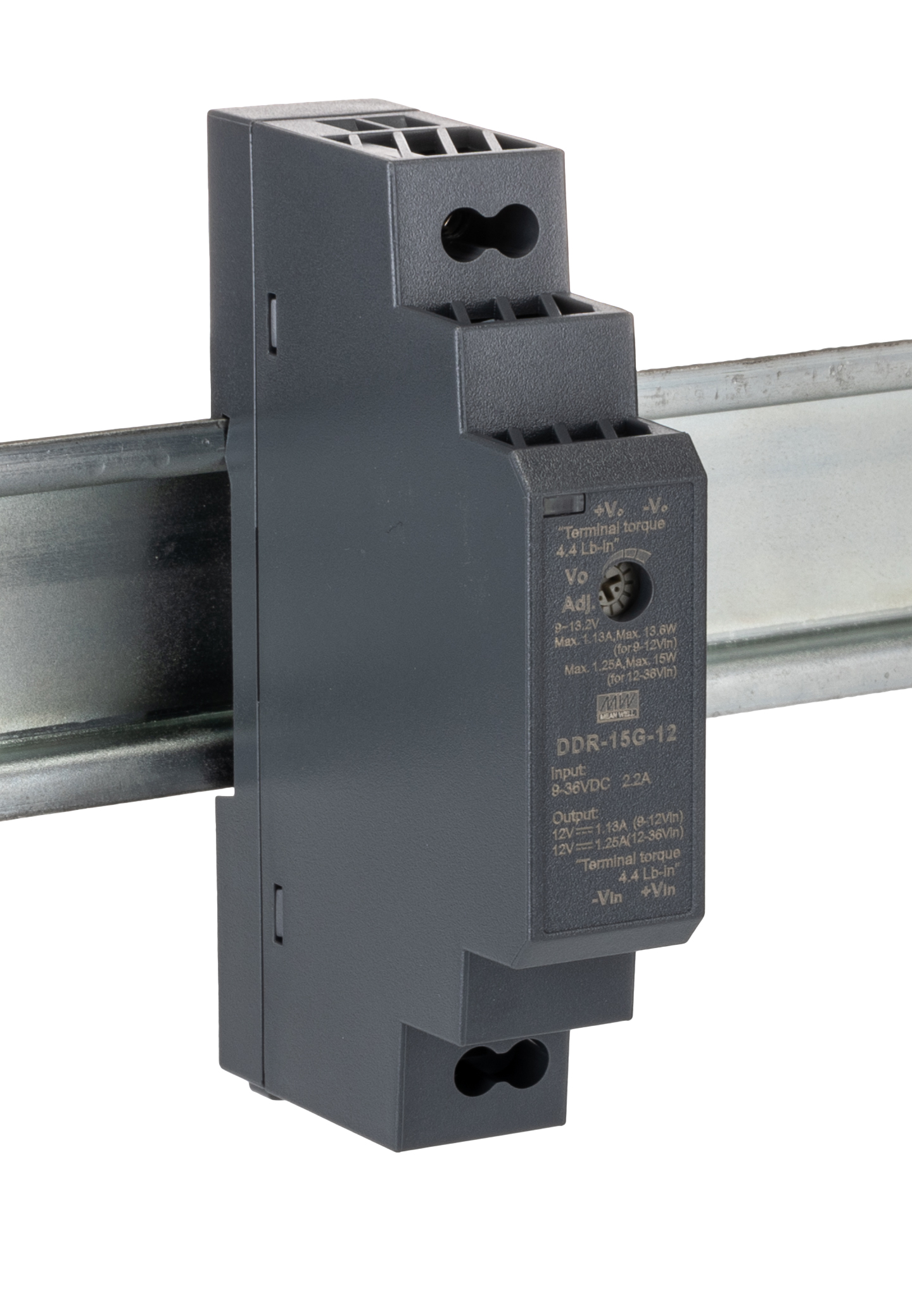 MEAN WELL DDR-15 DC-DC Converter, 12V dc/ 1.25A Output, 15W, DIN Rail Mount, +85°C Max Temp -40°C Min Temp