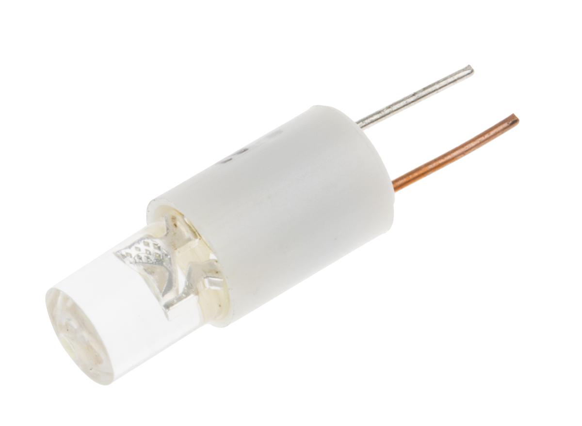RS PRO White LED Indicator Lamp, 24V dc, bi-pin Base, 6.1mm Diameter, 1000mcd