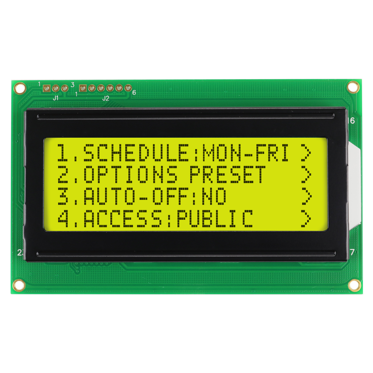 NEWHAVEN DISPLAY INTERNATIONAL NHD-0420D3Z-FL-GBW-V3 Alphanumeric LCD Alphanumeric Display, Yellow-Green on Grey, 4