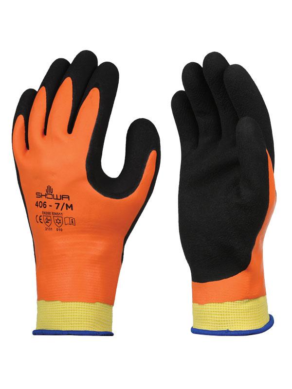 Showa 406 Orange Nylon, Polyester Work Gloves, Size 7, Latex Coating