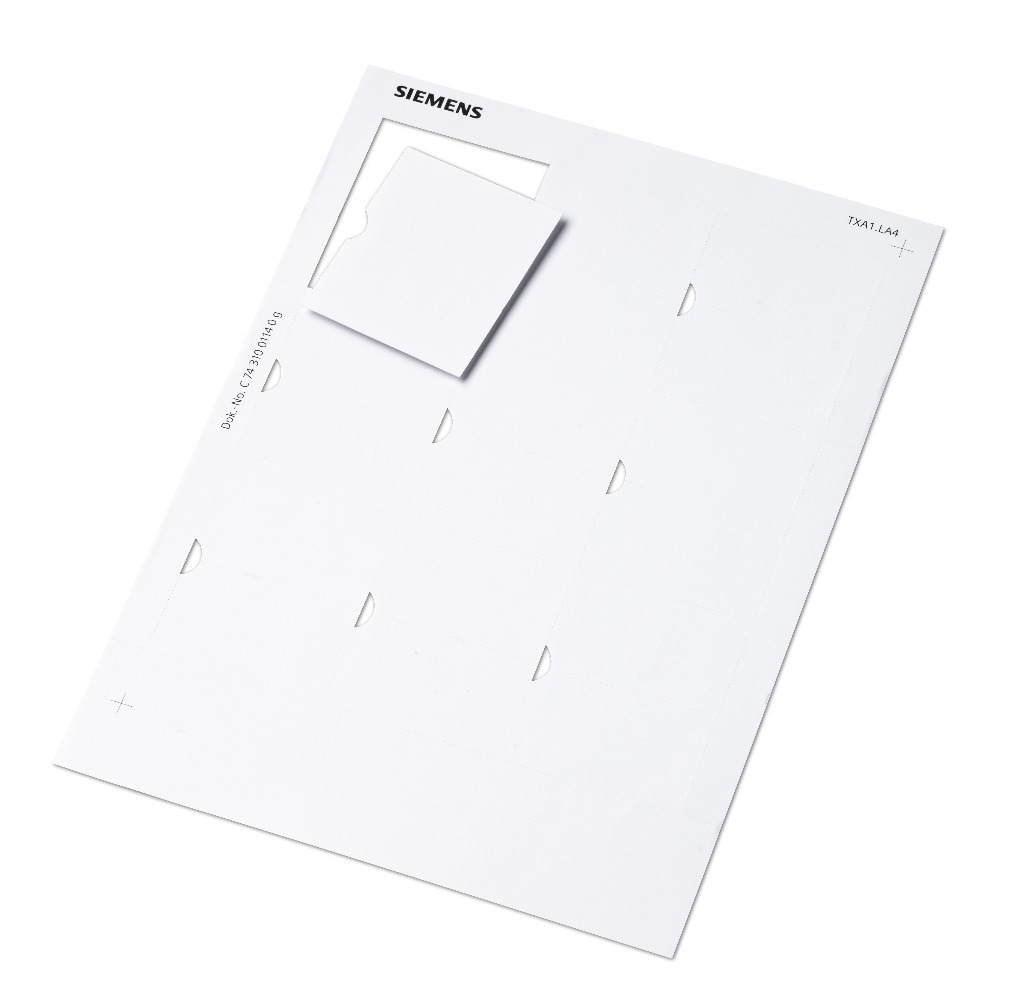 Siemens TXA1 Series Labeling Sheet for Use with Tx-i/o Modules