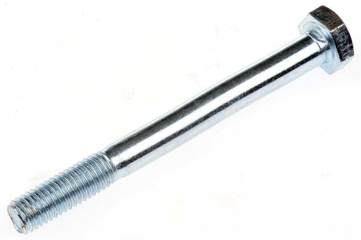 RS PRO Bright Zinc Plated Steel, Hex Bolt, M10 x 100mm