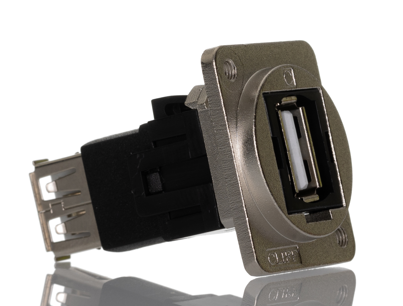 RS PRO Straight, Panel Mount, Socket to Socket- Dual Port Type A to A 2.0 USB Connector