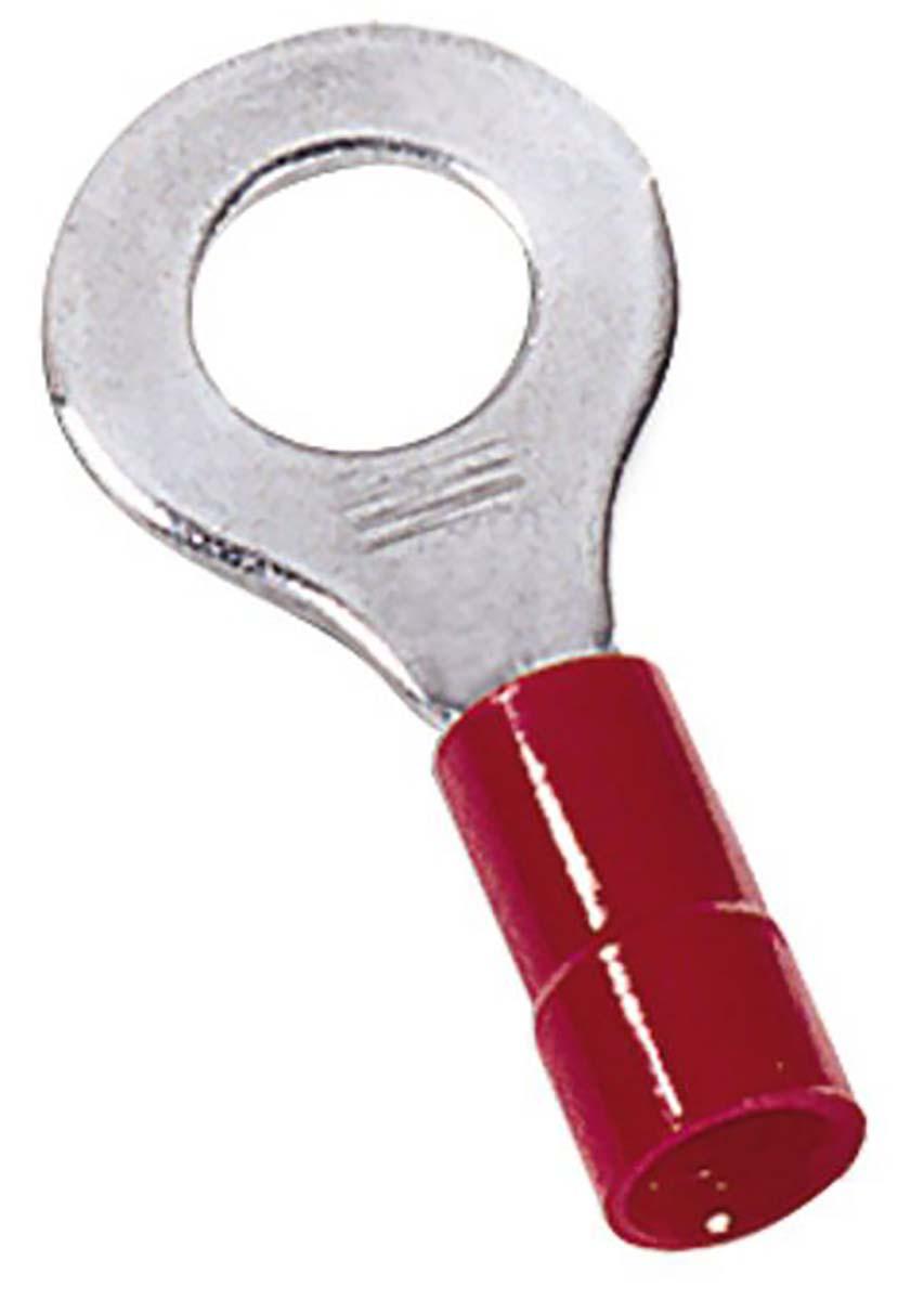 MECATRACTION, N Insulated Ring Terminal, M6 Stud Size to 1,5mm² Wire Size, Red