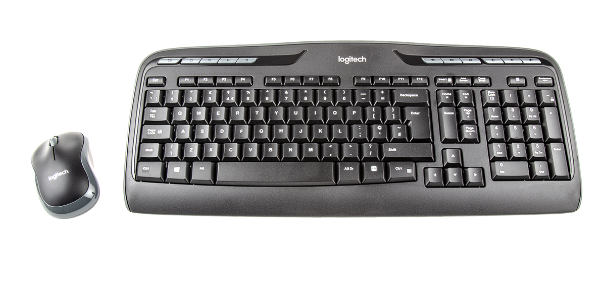 Logitech MK330 Wireless Keyboard and Mouse Set, QWERTY, Black (Keyboard), Black/Grey (Mouse)