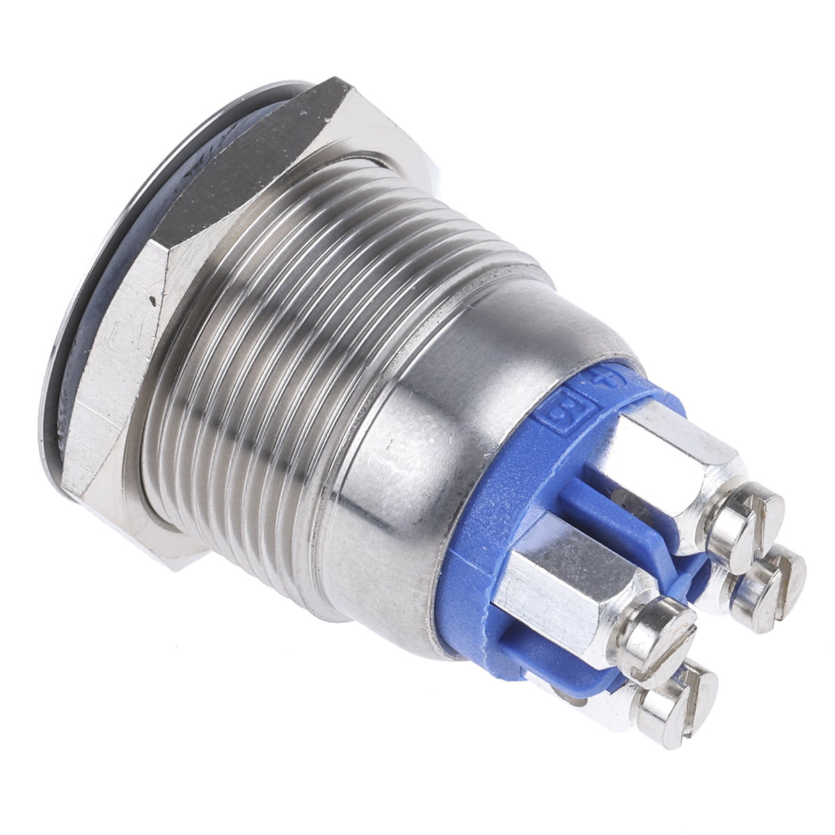 Bulgin MPI002 Series Illuminated Push Button Switch, Momentary, Panel Mount, 19.2mm Cutout, SPST, Blue LED, 24V dc, IP66