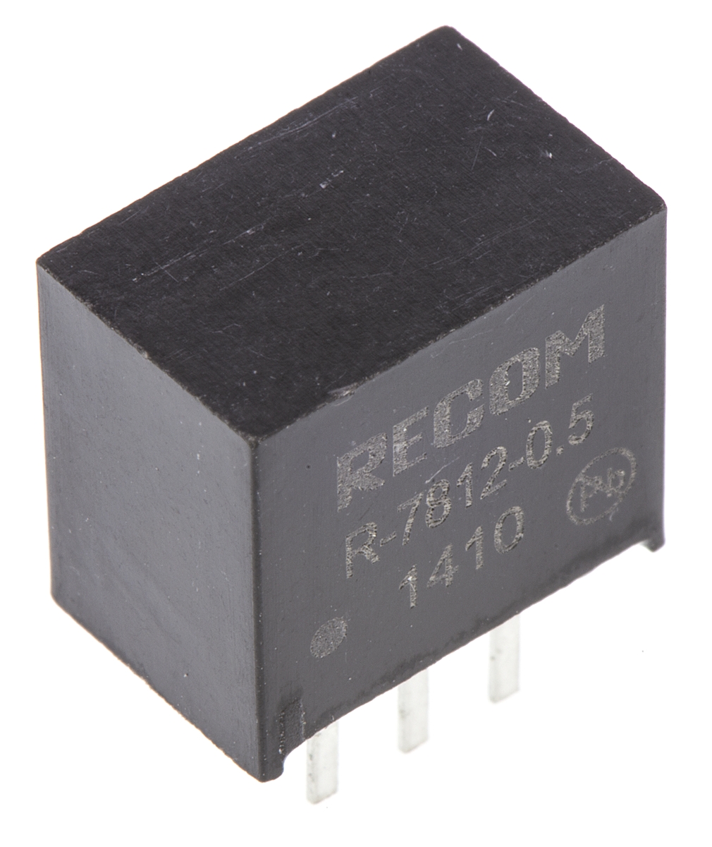 Recom Switching Regulator, Through Hole, 12V dc Output Voltage, 15 → 32V dc Input Voltage, 500mA Output Current,