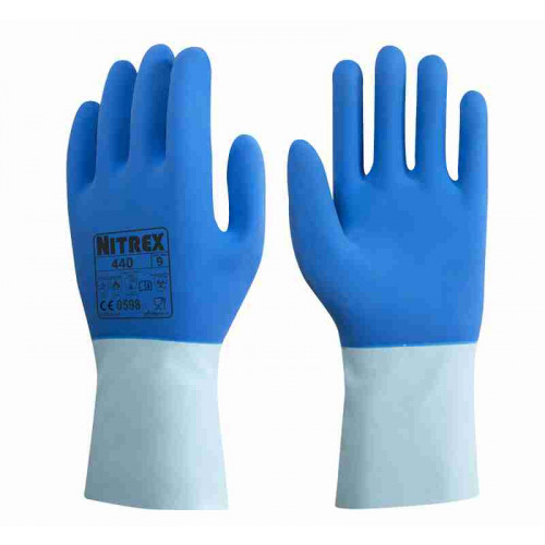 Unigloves 440 Blue Latex Coated Cotton Work Gloves, Size 10