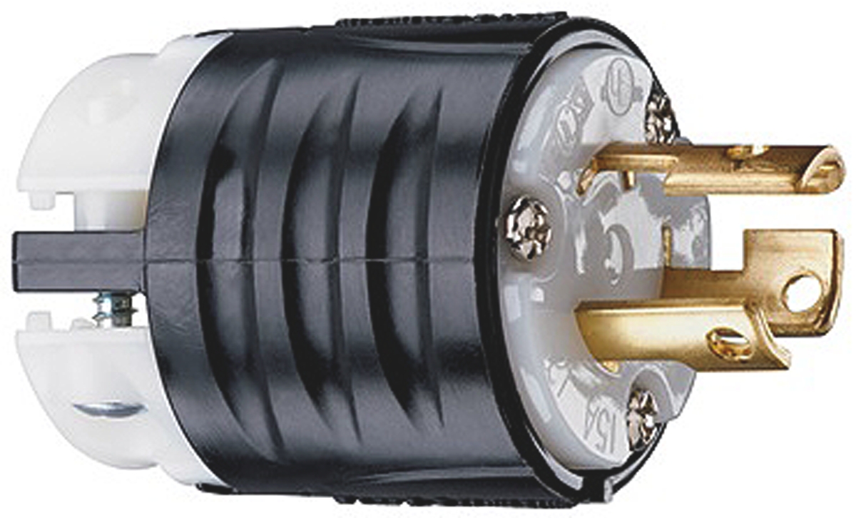 PASS & SEYMOUR USA Mains Plug, 15A Black, White, Cable Mount Nylon Screw, 125 V