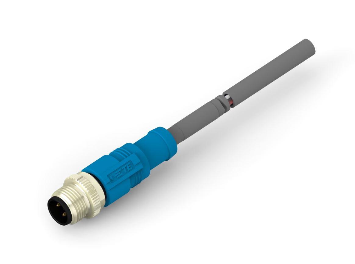 TE Connectivity Male 3 way M12 Plug to M12 Pigtail Cable Assembly, 1.5 m