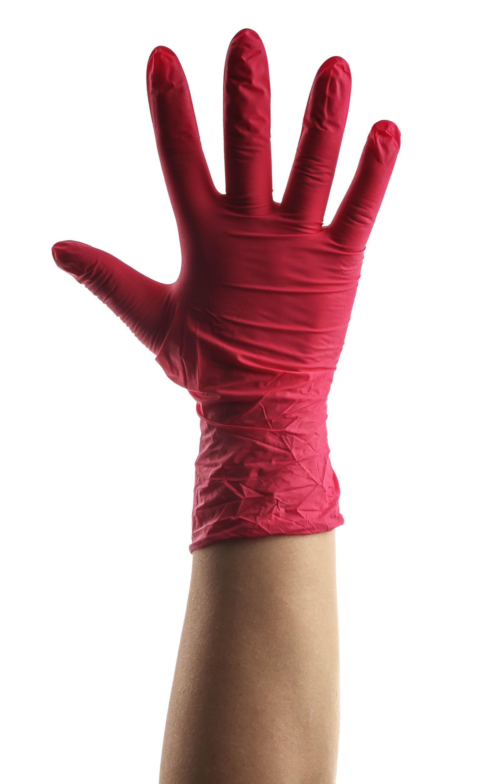 Unigloves Red Powder-Free Nitrile Disposable Gloves, Size 7, Small, 100 per Pack