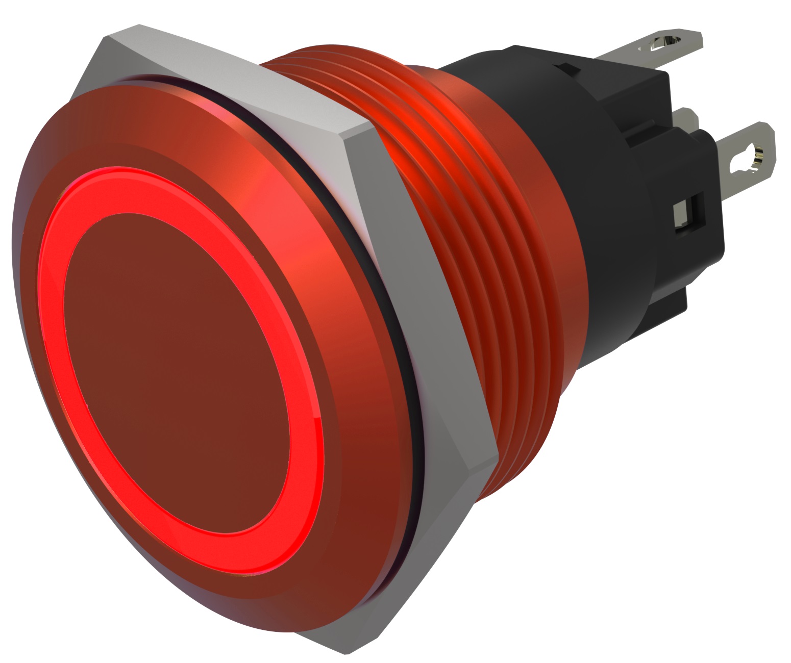 EAO Series 82 Series Illuminated Push Button Switch, Momentary, Flush Mount, 22mm Cutout, SPST, SPST, Red LED, 24V,