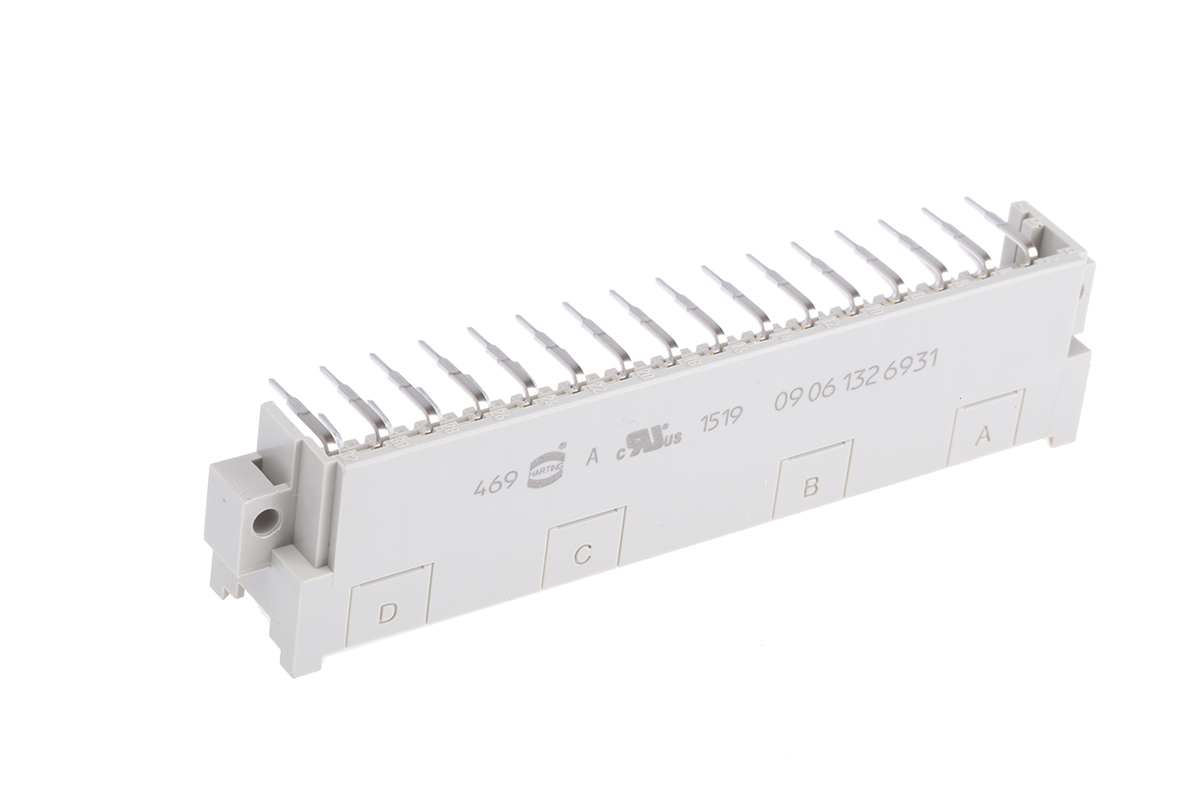 HARTING 09 06 32 Way 2.54 mm, 5.08 mm Pitch, Type F Class C2, 3 Row, Right Angle DIN 41612 Connector, Plug