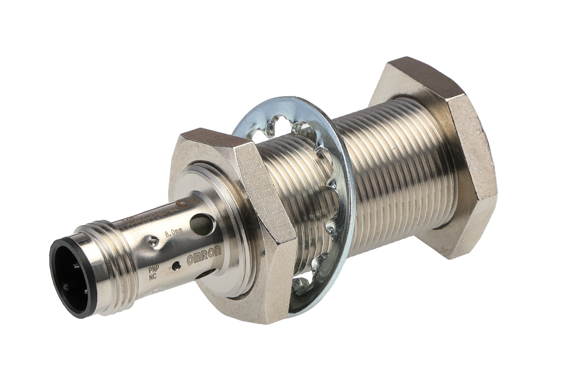 Omron Inductive Threaded Barrel Proximity Sensor, M18, 8 mm Detection, PNP NC, 12 → 24 V dc