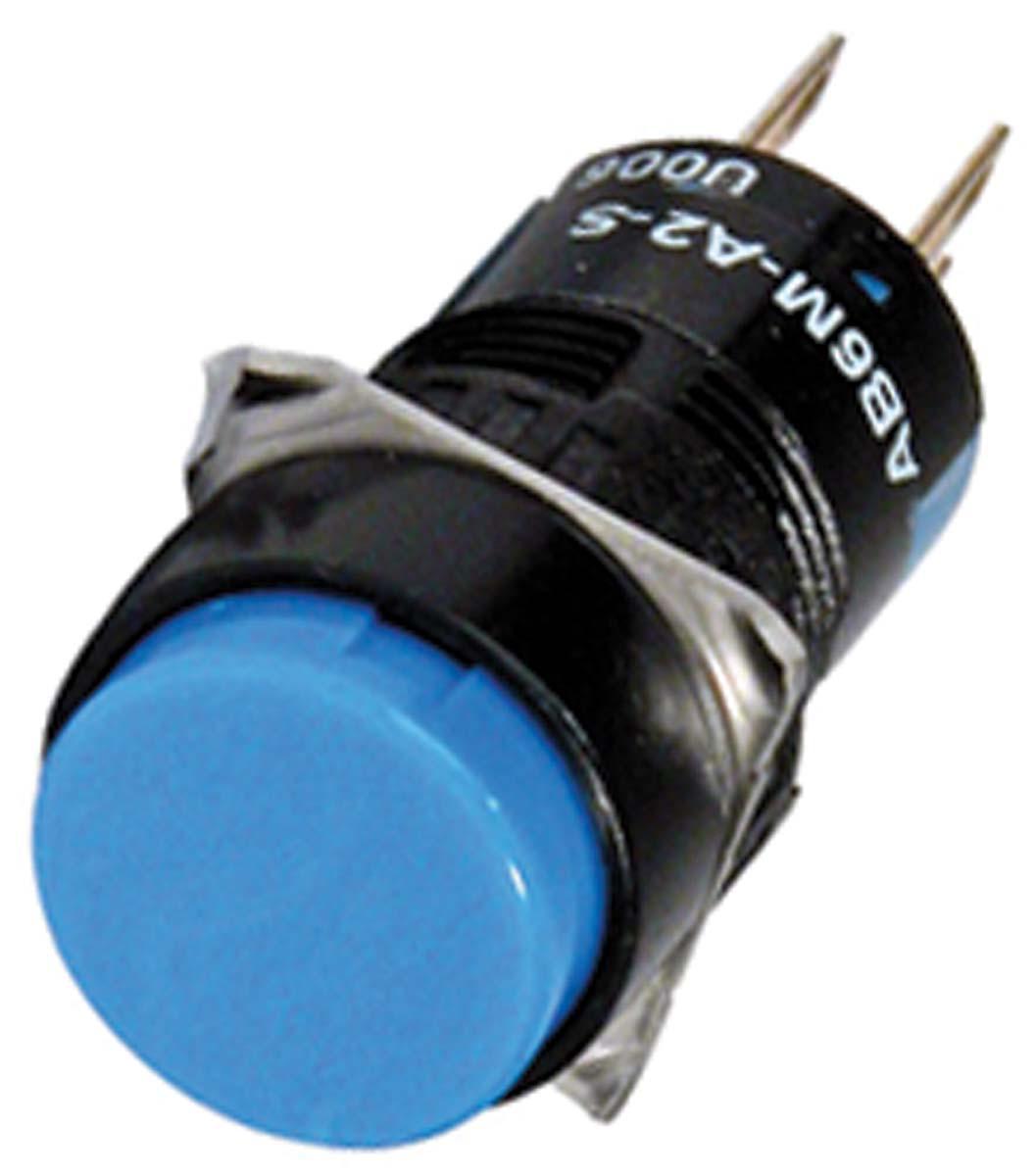 Idec Push Button Switch, Momentary, Panel Mount, 16.2mm Cutout, SPDT, 250V ac/dc, IP65