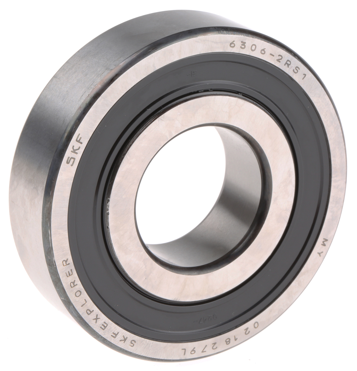 SKF 6306-2RS1 1 Row Ball Bearing - 30 mm ID, 72 mm OD