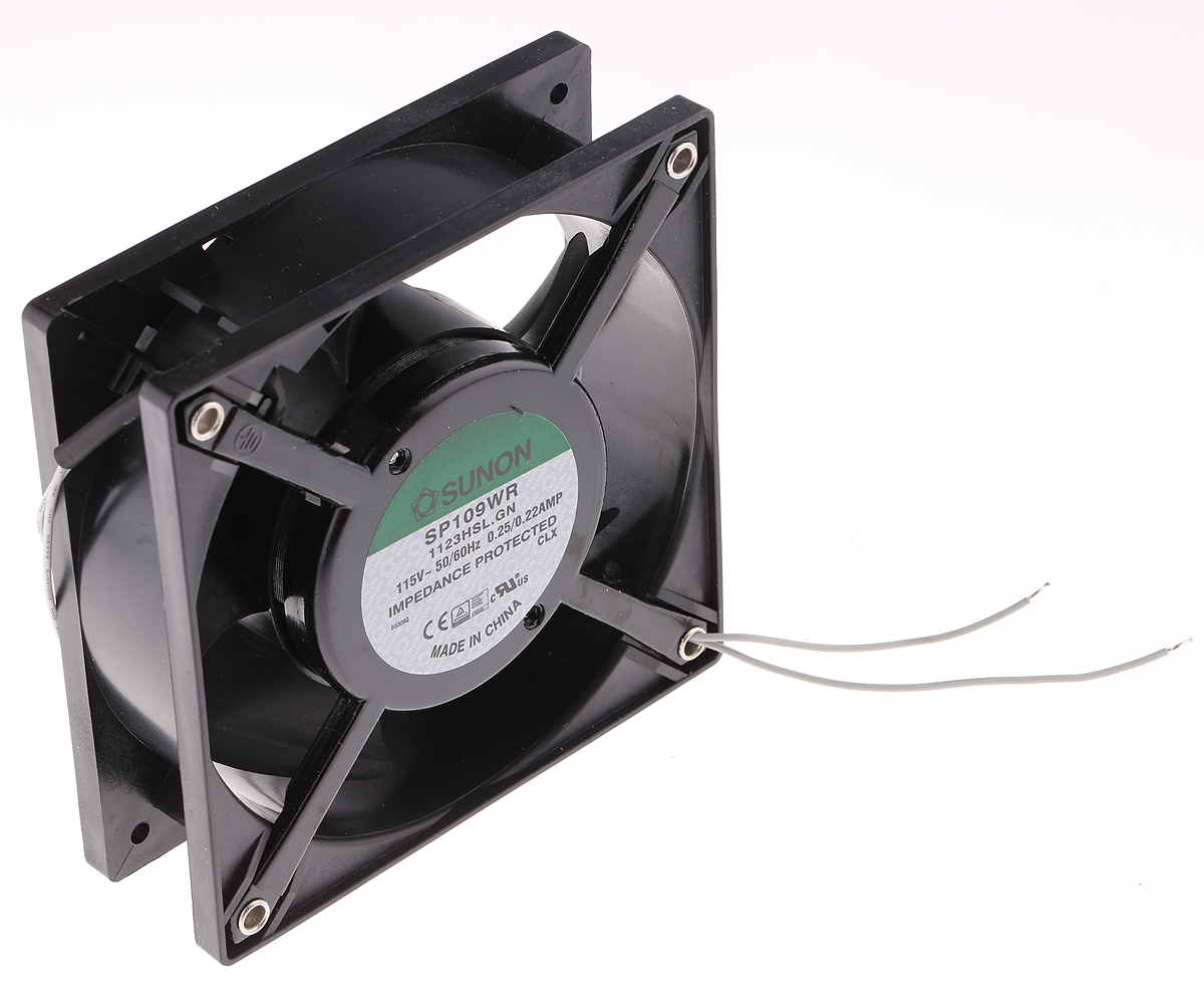 Sunon SP Series Axial Fan, 115 V ac, AC Operation, 144.4m³/h, 20W, 220mA Max, 120 x 120 x 38mm