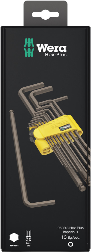 Wera 13 piece L Shape Imperial Hex Key Set, 1 x 5/64x100 mm, 1 x 3/32x112 mm, 1 x 7/64x119 mm, 1 x 1/8x126 mm, 1 x