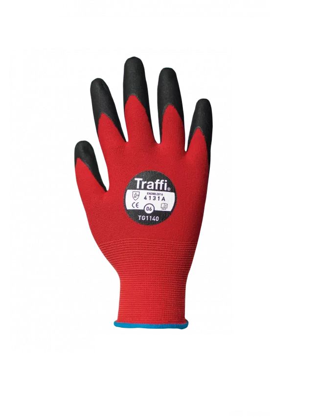 Traffi Traffi Red Elastane, Nylon, Polyamide Elastane, Nylon, Polyamide Puncture & Tear Resistant Gloves, Size 11, AC