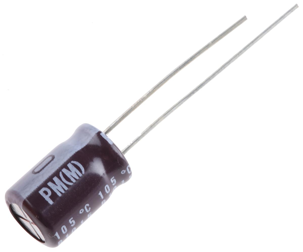 Nichicon 47μF Aluminium Electrolytic Capacitor 63V dc, Radial, Through Hole - UPM1J470MPD